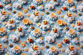 Baumwolljersey Digital Bienchen und Blümchen